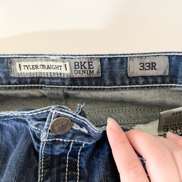 BKE Demin Tyler Straight Thick Stitch Jeans Men's Size 33R - Picture 10 of 15